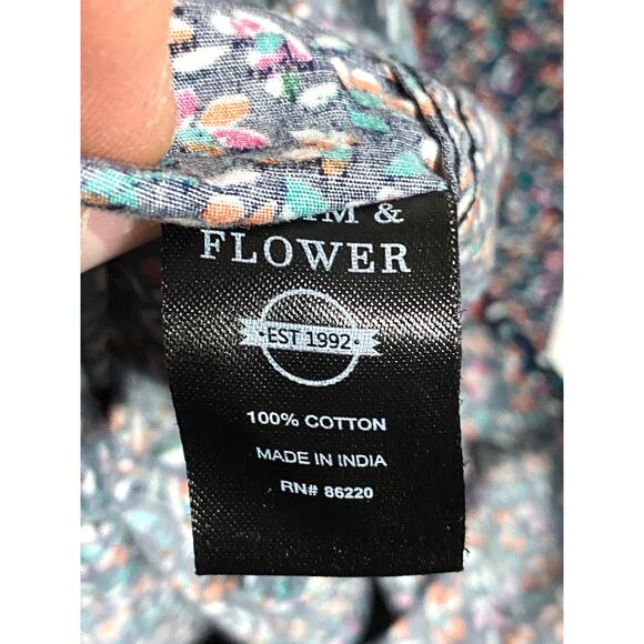Denim & Flower Button Shirt Floral Mens M Casual Classic Preppy Colorful Artsy - Picture 5 of 6